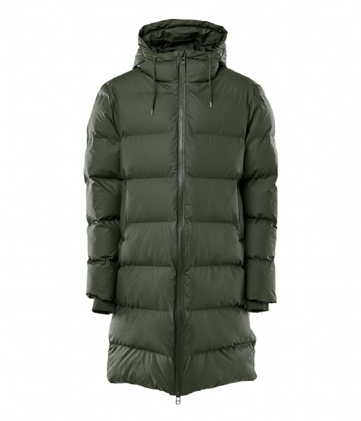 Rains Winter coats Long Puffer Jacket green (03) | The Little Green Bag