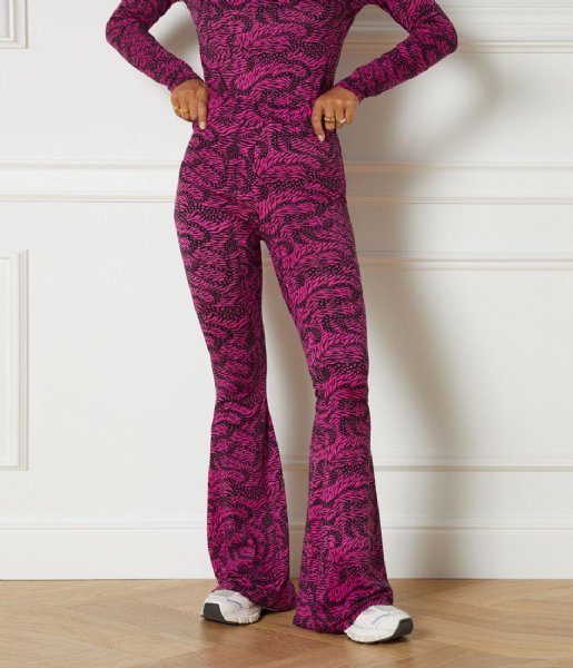 Refined Department  Knitted Flared Heart Zebra Pants Abba Purple (801)