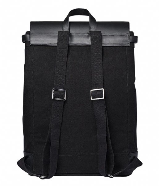 Sandqvist Everday backpack Hege 15 Inch Black with Black Leather