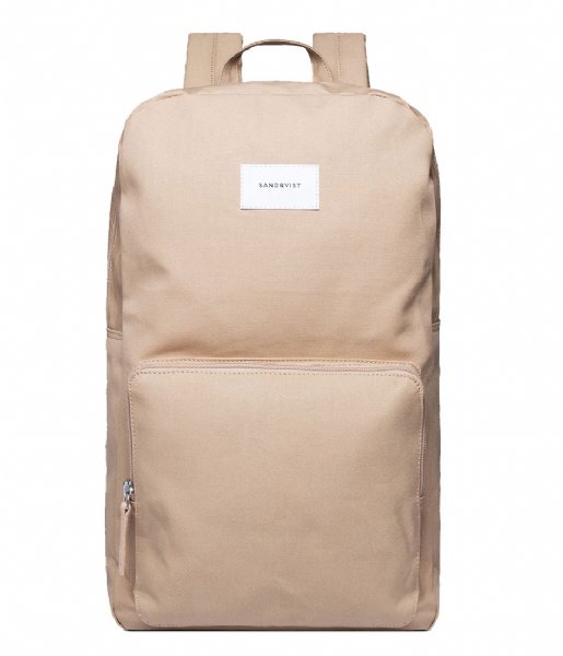 Sandqvist Laptop Backpack Backpack Kim  beige with natural leather (1247)