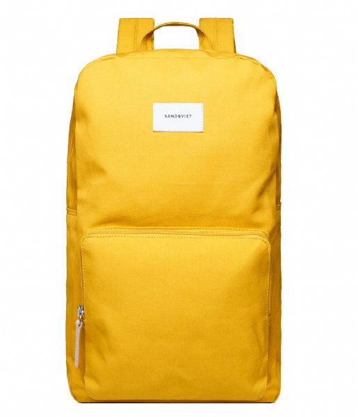 Sandqvist Laptop Backpack Backpack Kim 15 Inch yellow with natural leather (1248)