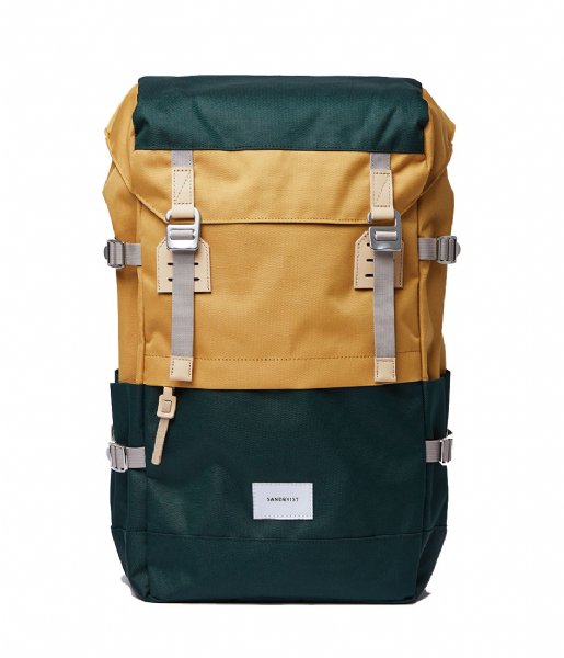 Sandqvist Laptop Backpack Harald multi honey yellow with natural leather (1375)
