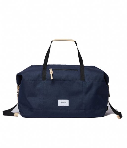 Sandqvist Travel bag Milton navy with natural leather (1382)