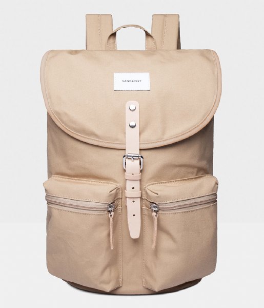Sandqvist Laptop Backpack Roald 15 Inch beige with natural leather (1251)