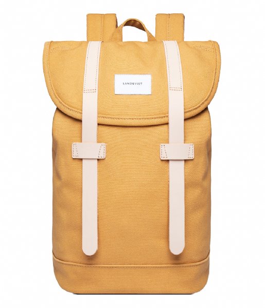 Sandqvist Laptop Backpack Stig 15 Inch honey yellow with natural leather (1358)