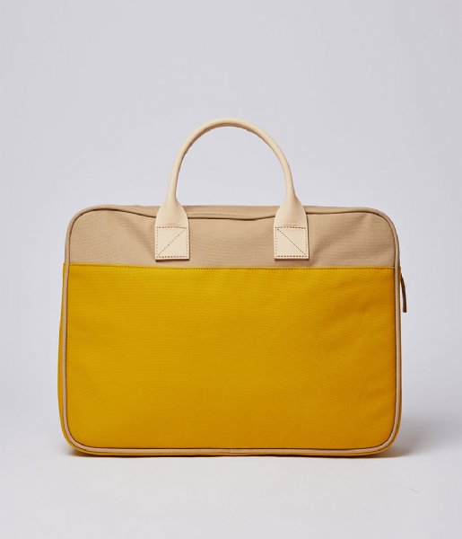 Sandqvist Laptop Shoulder Bag Emil 15 Inch multi yellow natural leather (1244)