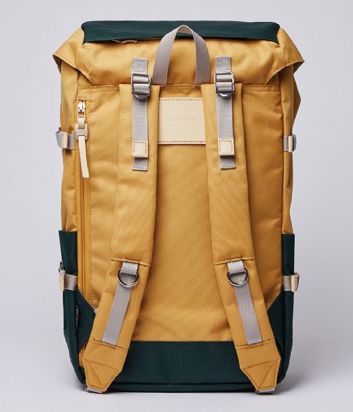 Sandqvist Laptop Backpack Harald multi honey yellow with natural leather (1375)