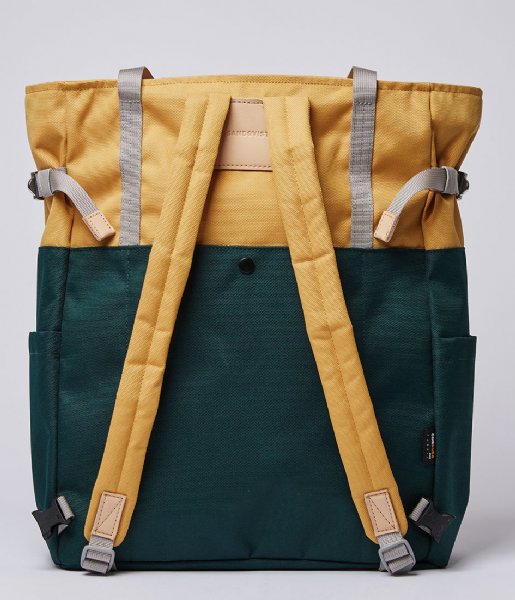 Sandqvist Everday backpack Roger multi honey yellow with natural leather (1384)