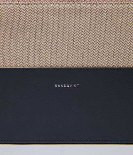 Sandqvist Laptop Shoulder Bag Seth 15 Inch beige twill with navy leather (1324)