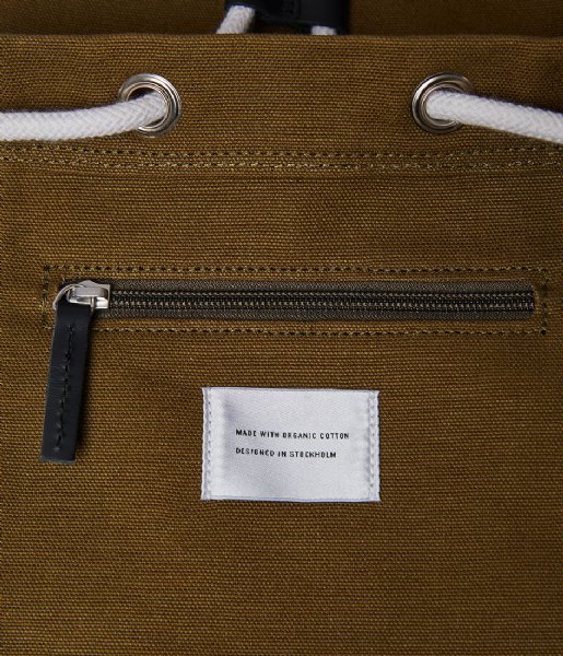 Sandqvist Laptop Backpack Stig 15 Inch dark olive with black leather (1356)