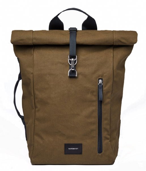 Sandqvist Laptop Backpack Dante Vegan 15 Inch Olive with navy webbing (SQA1678)