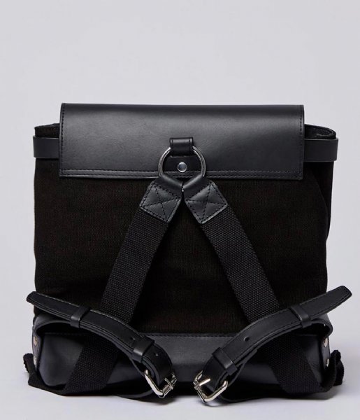 Sandqvist Everday backpack Vilda black with black leather (943)