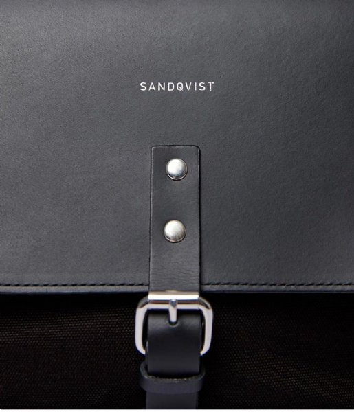 Sandqvist Everday backpack Vilda black with black leather (943)
