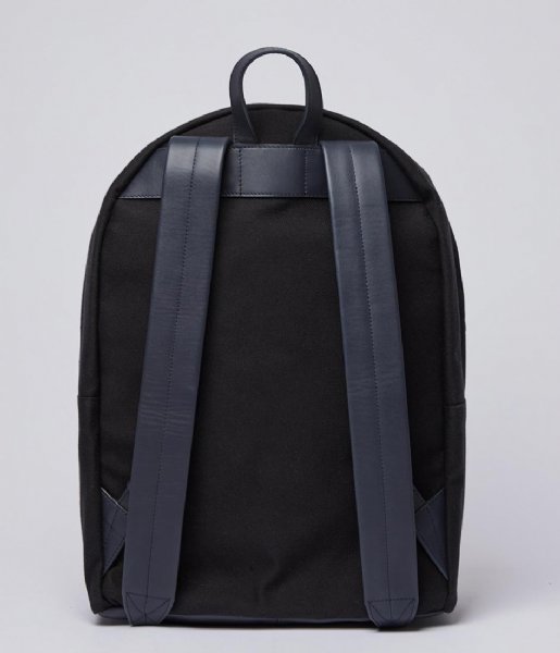 Sandqvist Laptop Backpack Ingvar 15 Inch black twill with navy leather (1317)