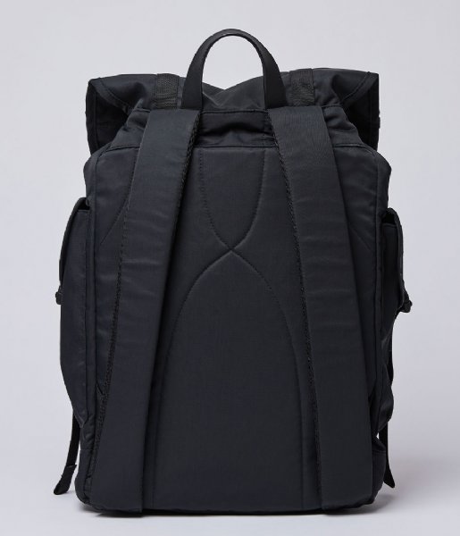 Sandqvist Laptop Backpack Charlie 15 Inch Black with Black Leather (SQA1212)