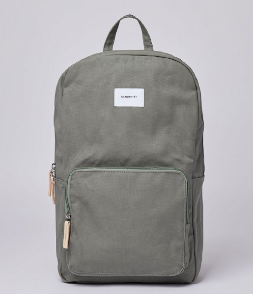 Sandqvist Laptop Backpack Kim 15 Inch Dusty green with natural leather (SQA1664) Q3-20