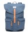 Sandqvist Everday backpack Roald dusty blue with cognac brown leather (812)