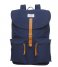Sandqvist Everday backpack Roald navy with cognac brown leather (532)