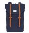 Sandqvist Laptop Backpack Backpack Stig 13 Inch blue with cognac brown leather (969)