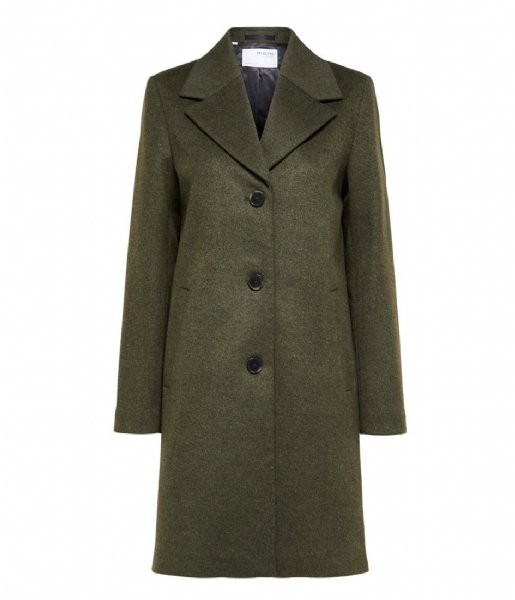 Selected Femme jacket New Sasja Wool Coat Ivy Green (#585442)