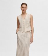 Selected Femme Tania-Hilda Vest Pin Stripe Sandshell