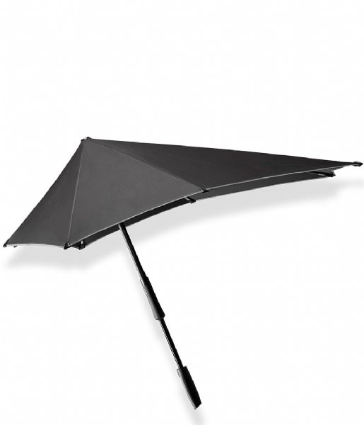 Senz Umbrella Large stick storm umbrella Pure black reflective