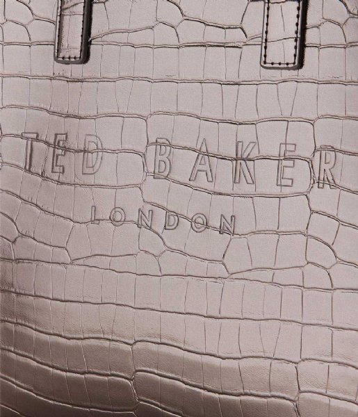 Ted Baker Shopper Reptcon Imitation Croc Small Icon Bag Gunmetal (04)