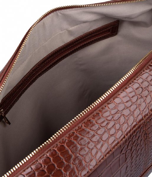 The Little Green Bag Laptop Shoulder Bag Talia Laptop Bag Croco 15.6 inch Brandy (302)