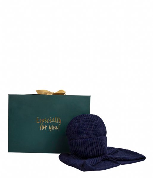 The Little Green Bag Scarf Giftbox Classic Boys Kids Mini Beanie and Col Navy (810)