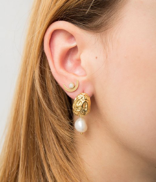 The Little Green Bag Earring Moonstone Studs X My Jewellery gold colored