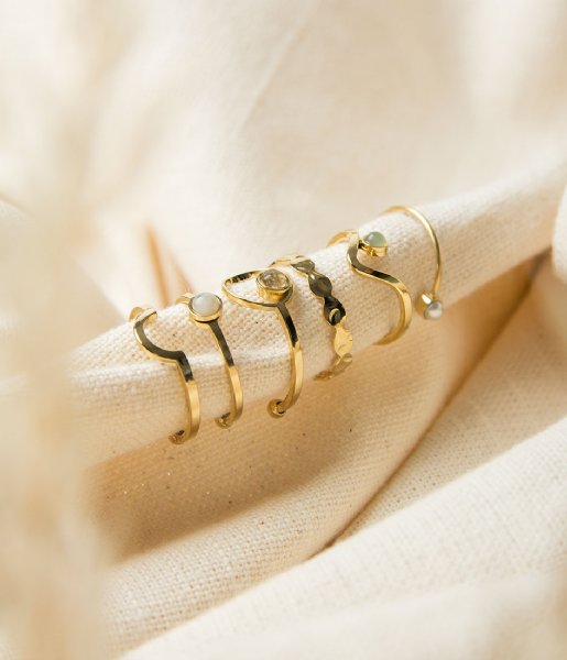 The Little Green Bag Ring Open Moon Ring X My Jewellery gold colored