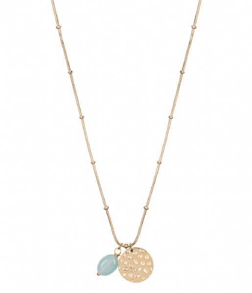 The Little Green Bag Necklace Coin With Amazonite Gem Necklace X My Jewellery gold colored