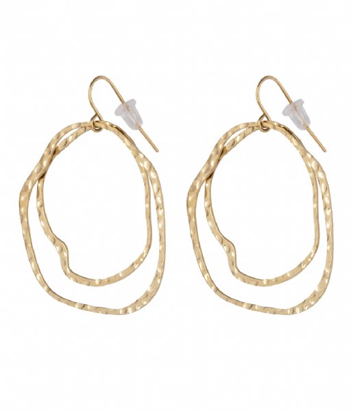 The Little Green Bag Earring Curved Beaten Hoops X My Jewellery gold colored