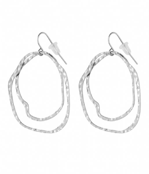 The Little Green Bag Earring Curved Beaten Hoops X My Jewellery silver colored