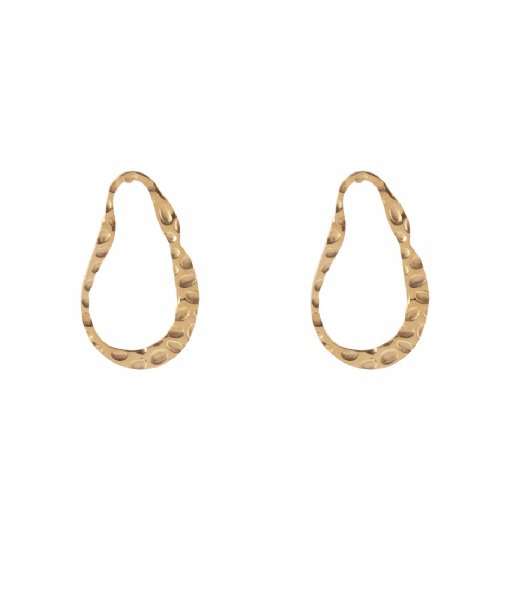 The Little Green Bag Earring Curved Beaten Stud X My Jewellery gold colored
