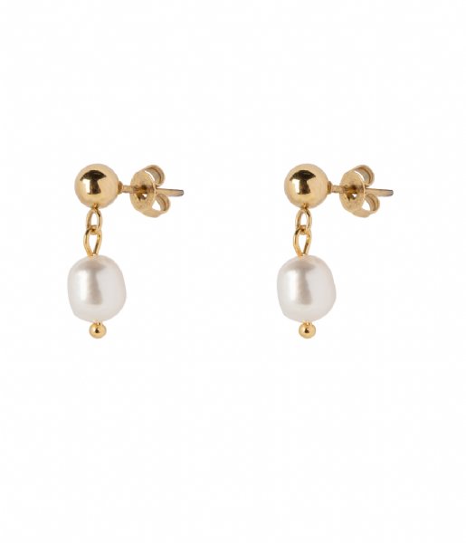 The Little Green Bag Earring Freshwater Pearl Studs X My Jewellery gold colored