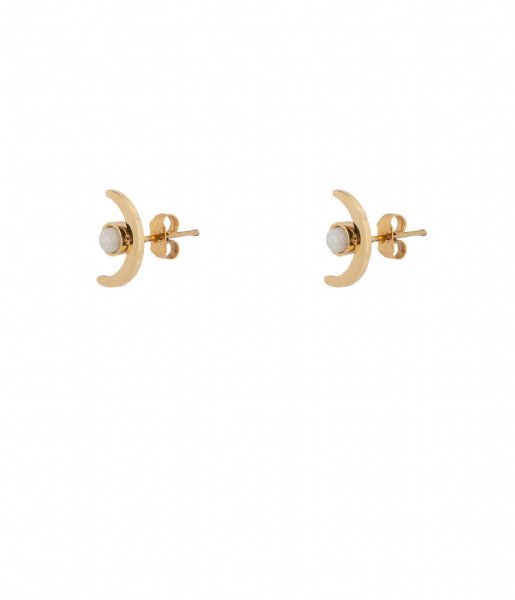 The Little Green Bag Earring Moonstone Studs X My Jewellery gold colored