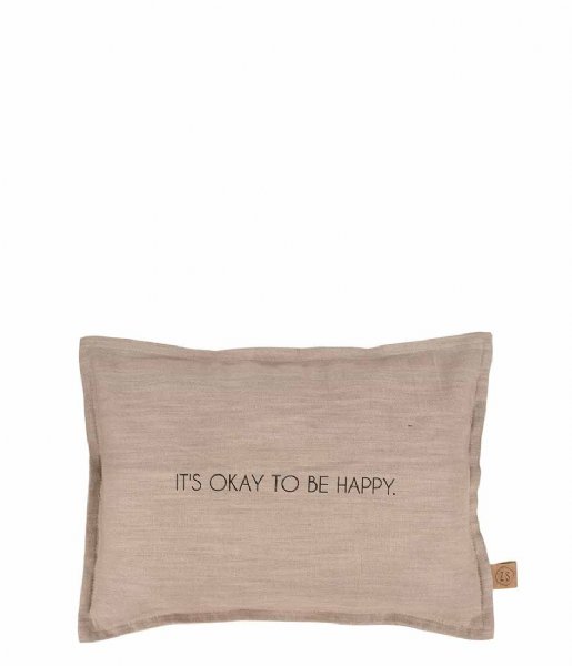 Zusss Decorative pillow Kussen It'S Oke To Be Happy 35X25cm Taupe (1510)