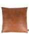 Zusss Decorative pillow Kussen Leer 45X45 cm bruin gevlokt