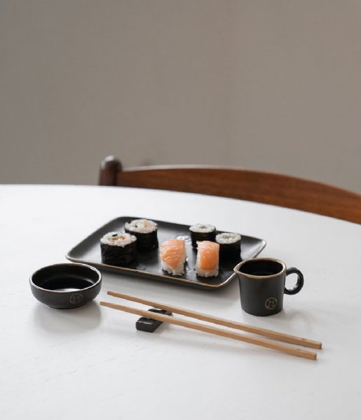 Zusss Kitchen Set Sushi Servies Aardewerk Zwart