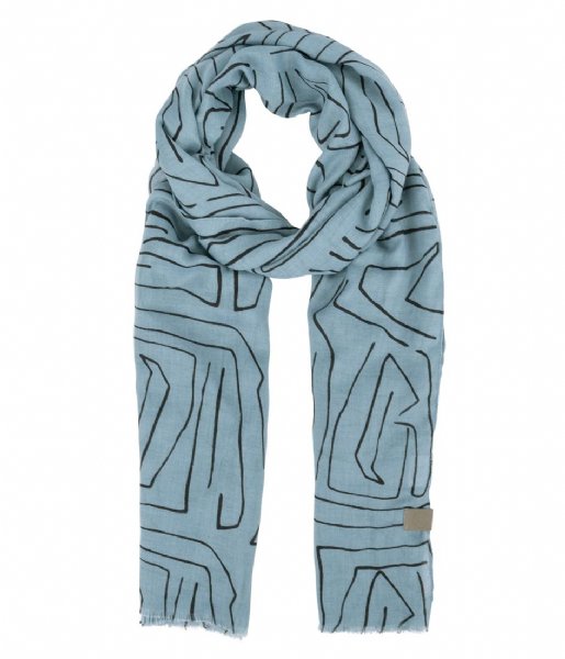 Zusss Scarf Sjaal met safariprint Grijs-Blauw