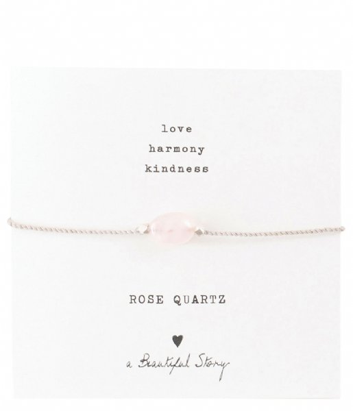 A Beautiful Story Bracelet Gemstone Card Rose Quartz Silver Plated Bracelet silver plated (BL22274)