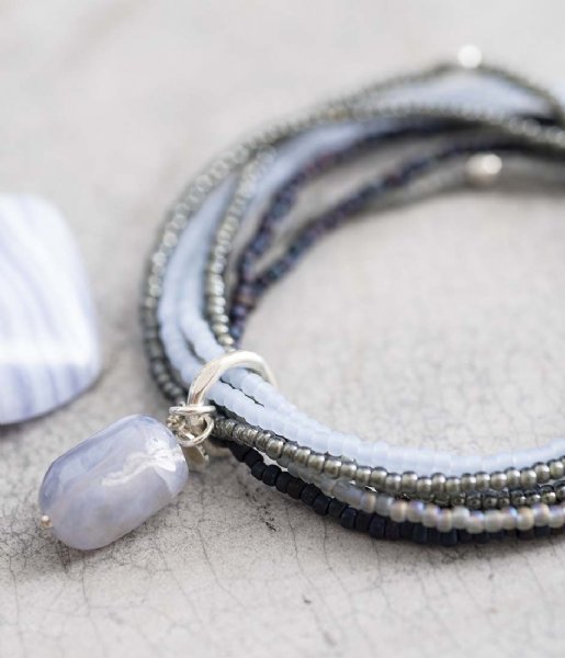 A Beautiful Story Bracelet Nirmala Blue Lace Agate Silver Colored Bracelet blue silver colored (BL22553)