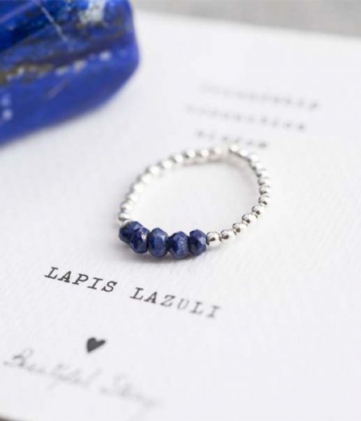 A Beautiful Story Ring Beauty Lapis Lazuli Silver Ring S/M zilver (BL23575)