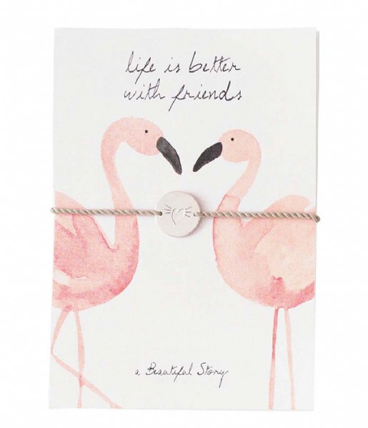 A Beautiful Story Bracelet Jewelry Postcard Flamingos silver plated (JP00034)