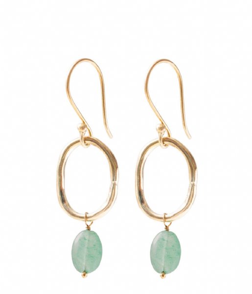 A Beautiful Story Earring Graceful Aventurine Gold Plated Earrings gold plated (AW25334)