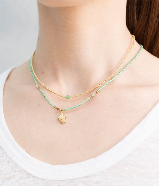 A Beautiful Story Necklace Flora Aventurine Gold Necklace gold colored