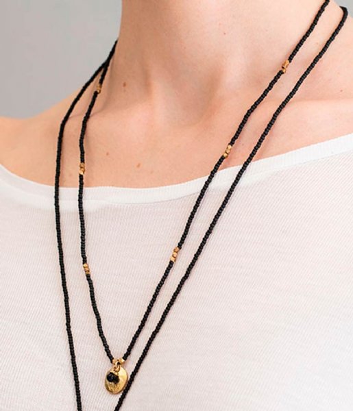 A Beautiful Story Necklace Fall Black Onyx Buddha Gold Plated Necklace gold plated (BL22859)