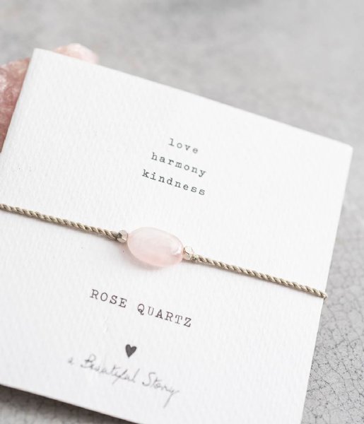 A Beautiful Story Bracelet Gemstone Card Rose Quartz Silver Plated Bracelet silver plated (BL22274)