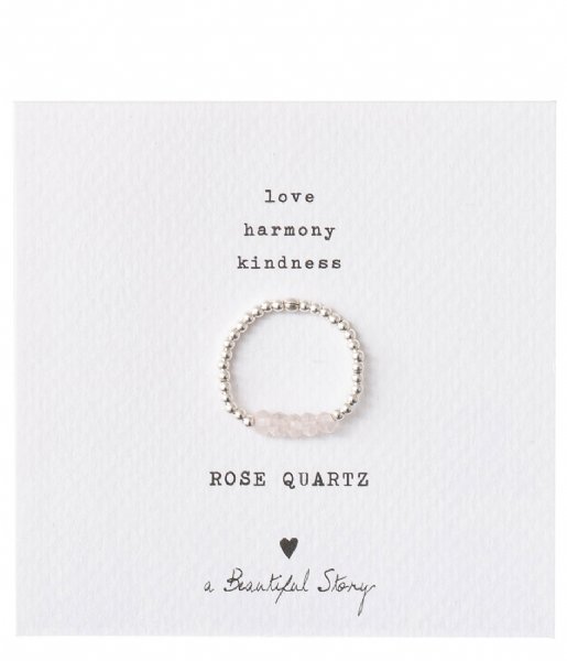 A Beautiful Story Ring Beauty Rose Quartz Silver Plated Ring S/M rose silver plated (BL22275)